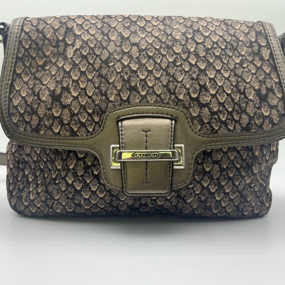Coach Brown Crossbody Bag with Textured Pattern